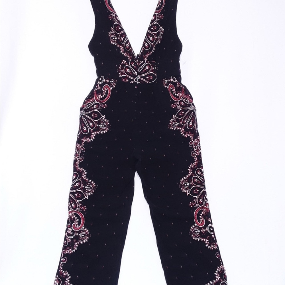 Free People Black and Pink Jumpsuit